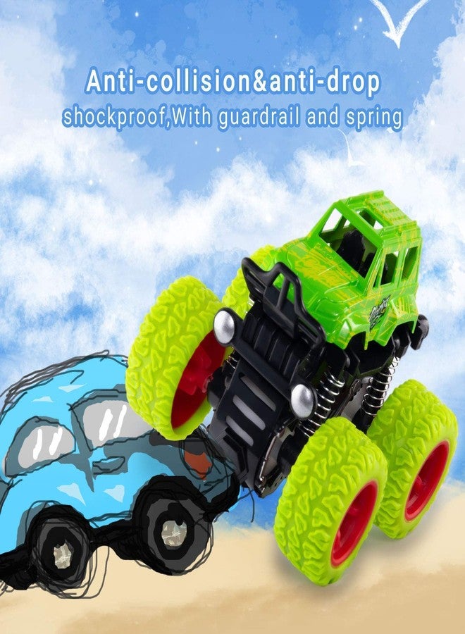 Authfort Unbreakable 4pc 4WD Mini Monster Trucks Friction Powered Cars for Kids Big Rubber Tires Baby Boys Super Cars Blaze Truck Children Gift Toys Mini Rock Crawler (Set of 4) - Image 3